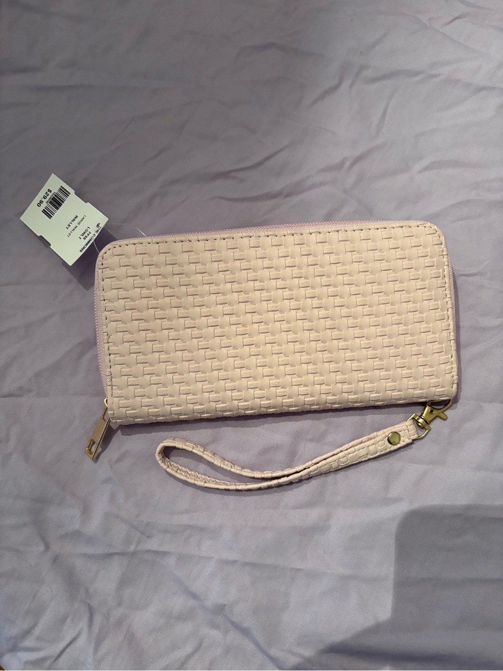 Woven Zip-Around Wristlet Wallet - Light Pink - NWT